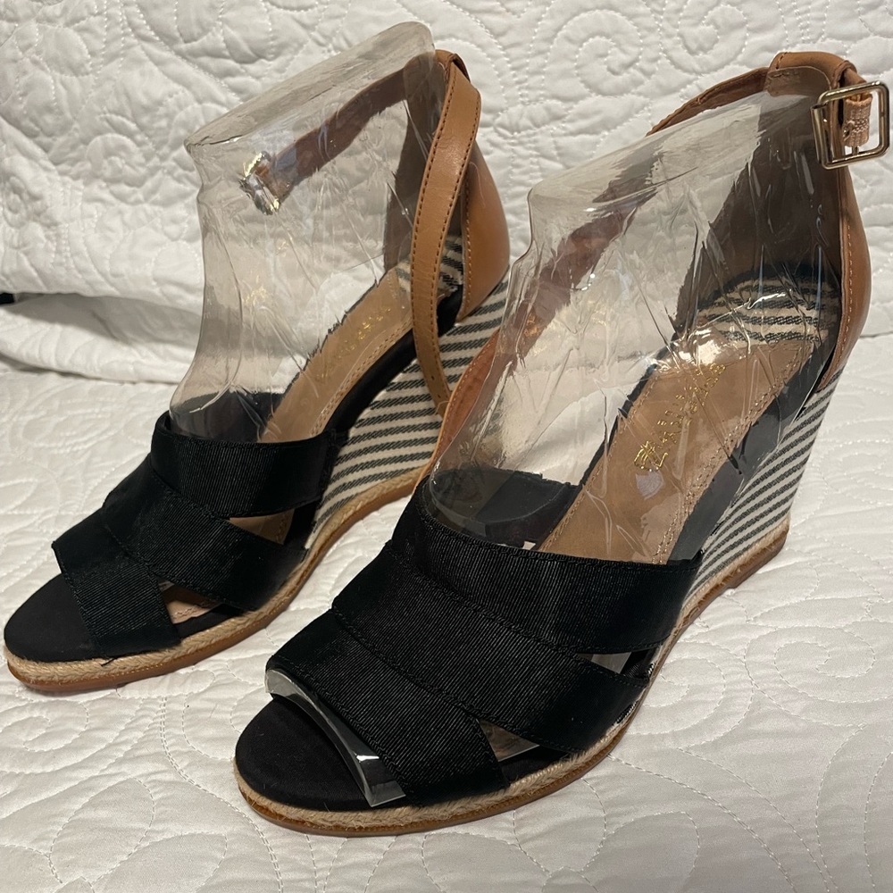 Black Striped and Brown Wedges 9